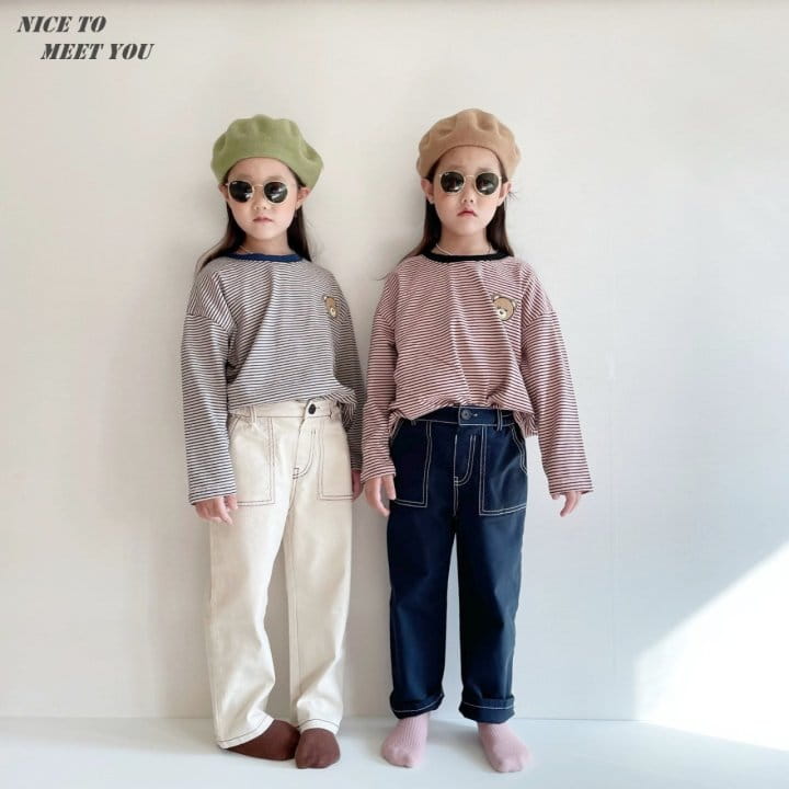 NICE TO MEET YOU - Korean Children Fashion - #Kfashion4kids - Bear Wapen Stripe Tee - 5