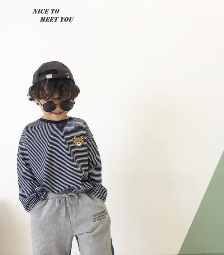 NICE TO MEET YOU - Korean Children Fashion - #Kfashion4kids - Bear Wapen Stripe Tee - 6