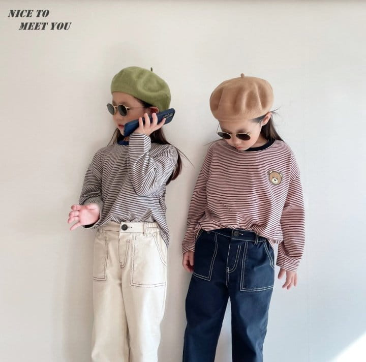 NICE TO MEET YOU - Korean Children Fashion - #Kfashion4kids - Bear Wapen Stripe Tee - 7
