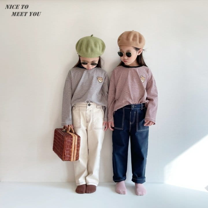 NICE TO MEET YOU - Korean Children Fashion - #Kfashion4kids - Bear Wapen Stripe Tee - 8