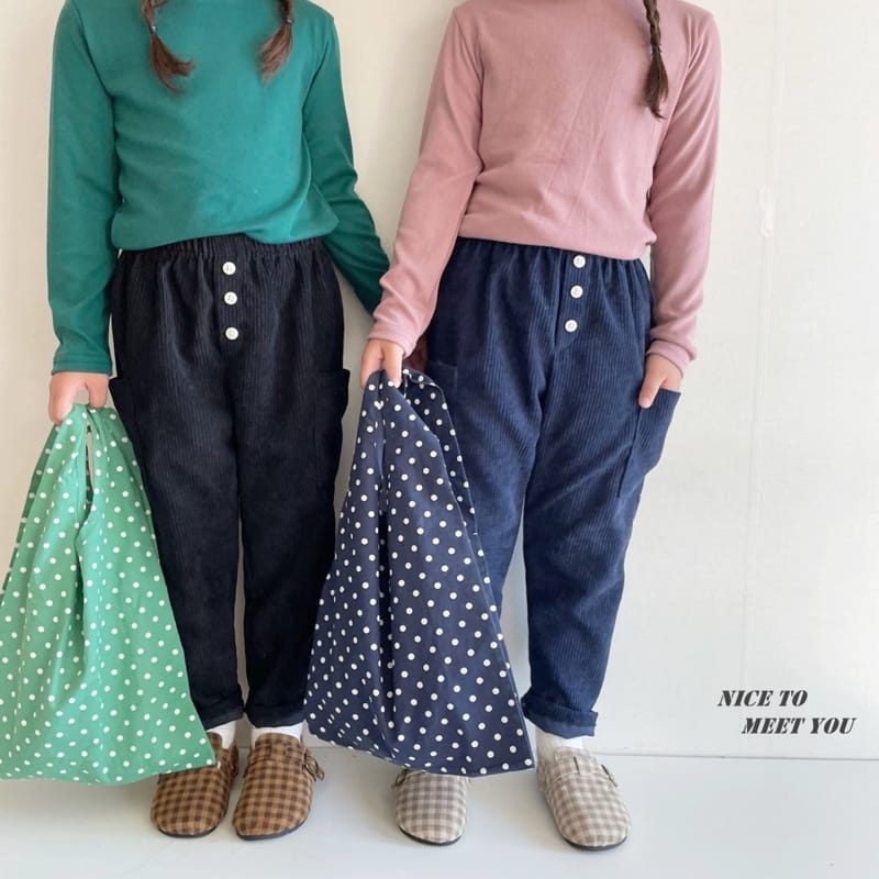 NICE TO MEET YOU - Korean Children Fashion - #Kfashion4kids - Button Rib Pants
