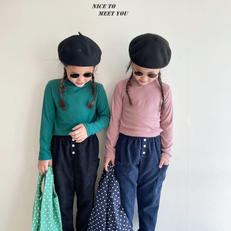 NICE TO MEET YOU - Korean Children Fashion - #Kfashion4kids - Button Rib Pants - 12