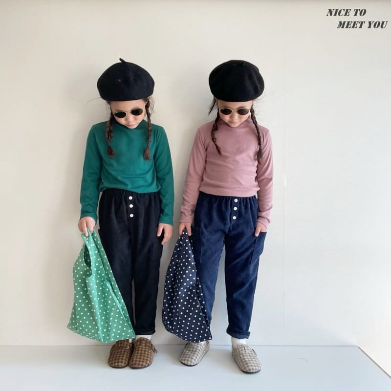 NICE TO MEET YOU - Korean Children Fashion - #Kfashion4kids - Button Rib Pants - 2
