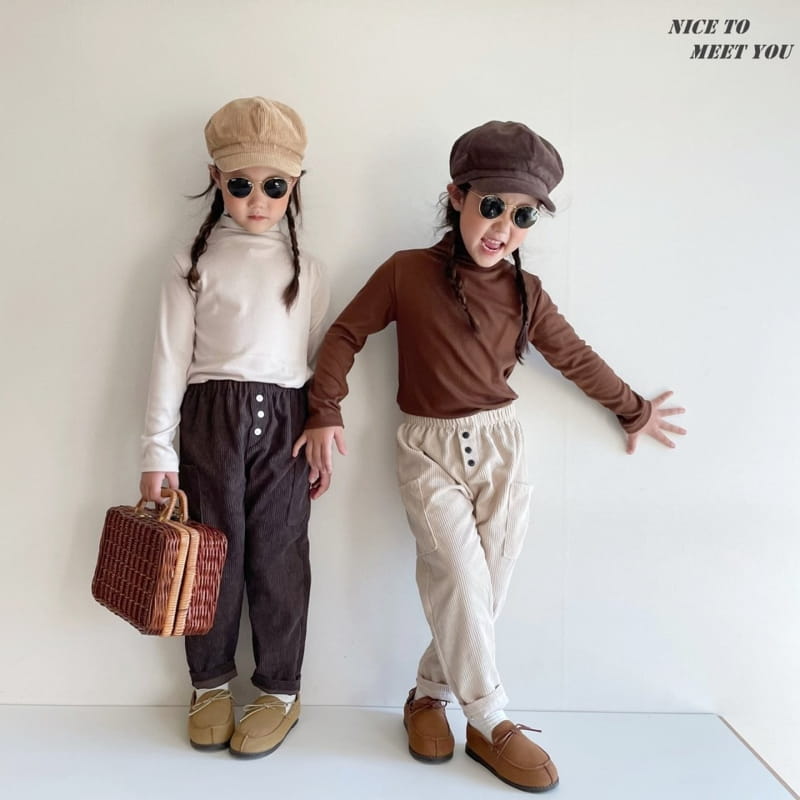NICE TO MEET YOU - Korean Children Fashion - #Kfashion4kids - Button Rib Pants - 4