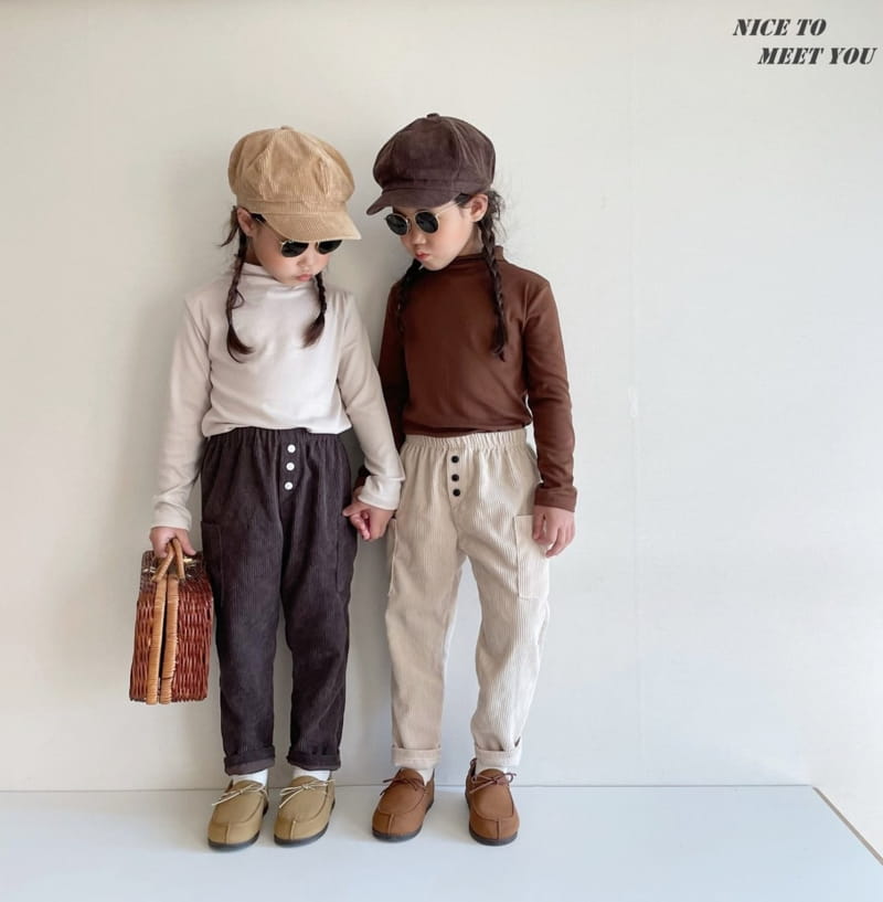 NICE TO MEET YOU - Korean Children Fashion - #Kfashion4kids - Button Rib Pants - 5