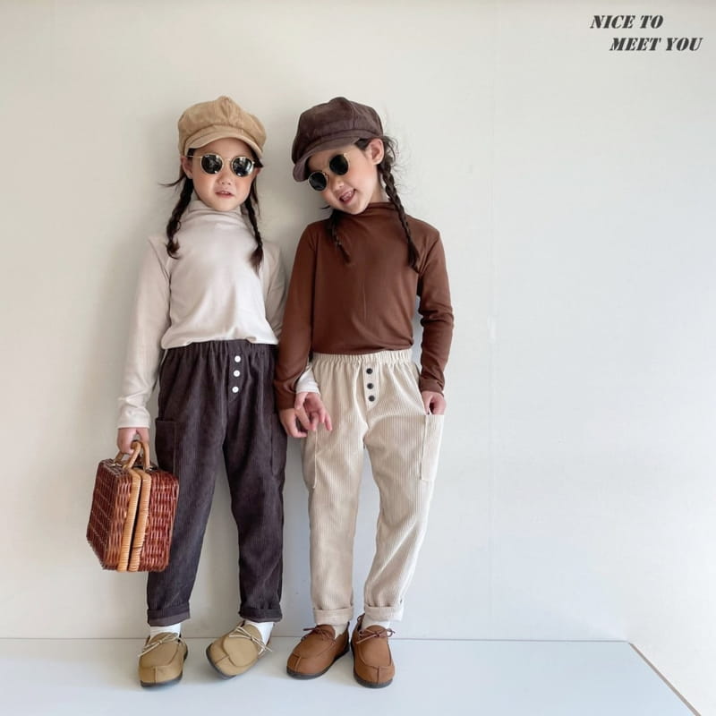 NICE TO MEET YOU - Korean Children Fashion - #Kfashion4kids - Button Rib Pants - 6