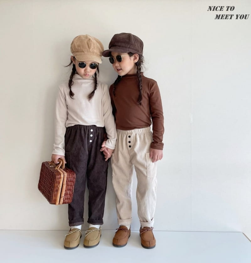 NICE TO MEET YOU - Korean Children Fashion - #Kfashion4kids - Button Rib Pants - 7