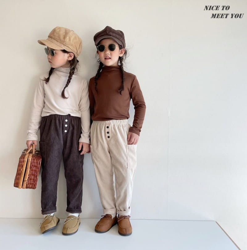 NICE TO MEET YOU - Korean Children Fashion - #Kfashion4kids - Button Rib Pants - 8