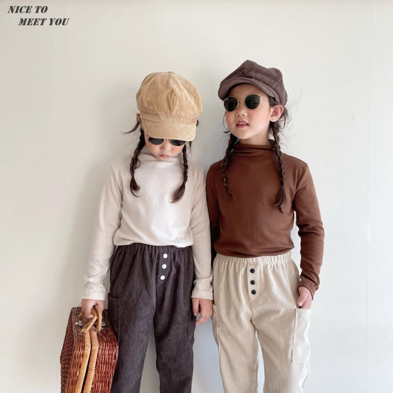 NICE TO MEET YOU - Korean Children Fashion - #Kfashion4kids - Button Rib Pants - 9