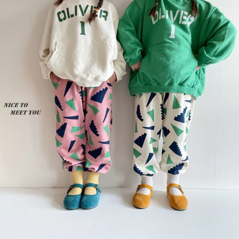 NICE TO MEET YOU - Korean Children Fashion - #Kfashion4kids - Block Jogger Pants