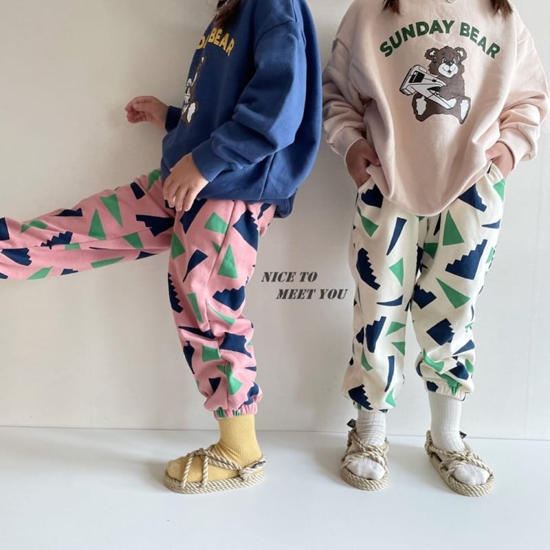 NICE TO MEET YOU - Korean Children Fashion - #Kfashion4kids - Block Jogger Pants - 3