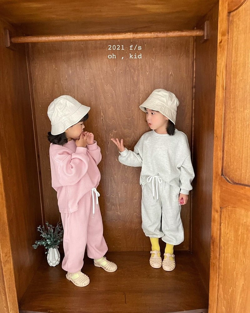 OH KID - Korean Children Fashion - #Kfashion4kids - Waffle Top Bottom Set