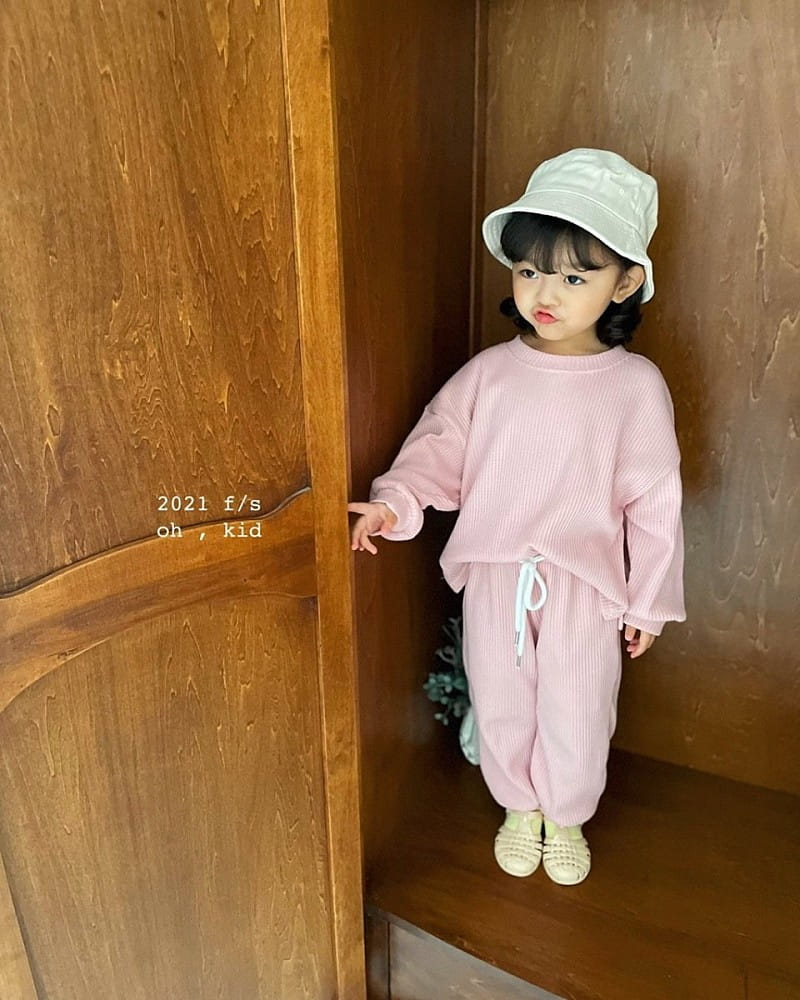 OH KID - Korean Children Fashion - #Kfashion4kids - Waffle Top Bottom Set - 5