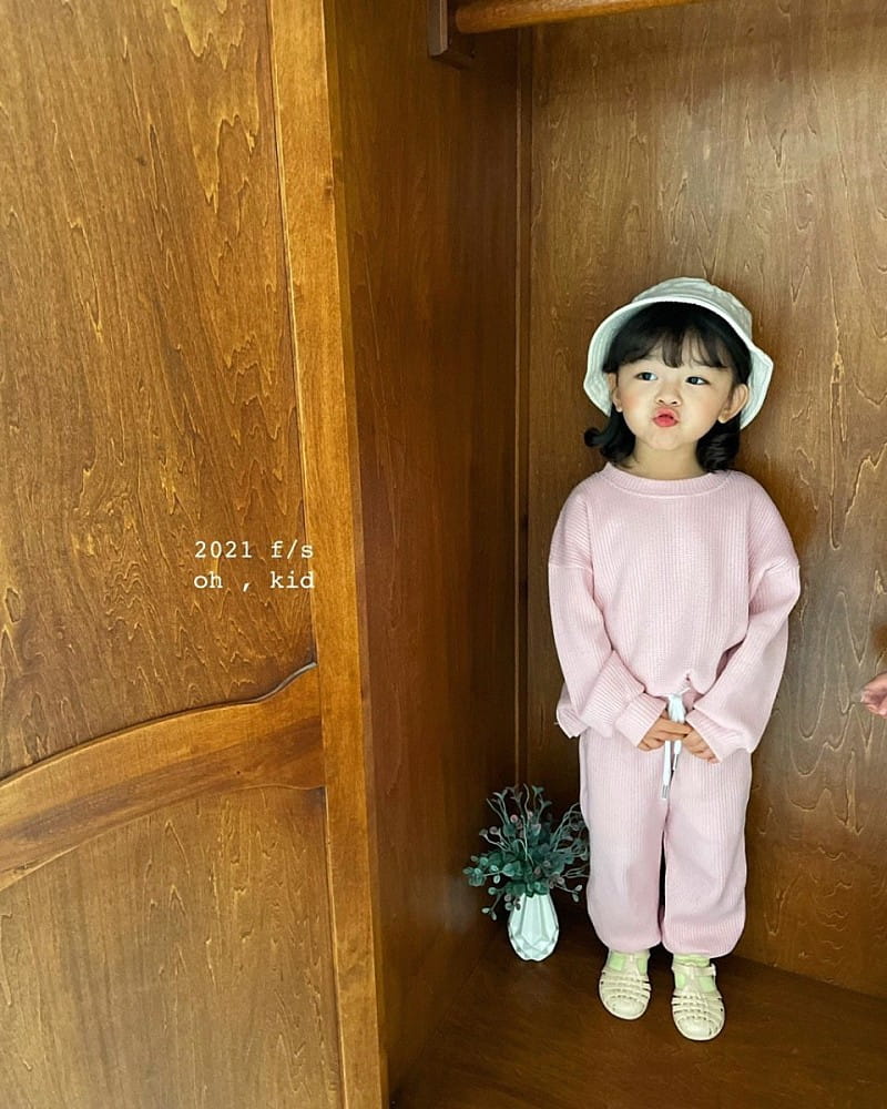 OH KID - Korean Children Fashion - #Kfashion4kids - Waffle Top Bottom Set - 6