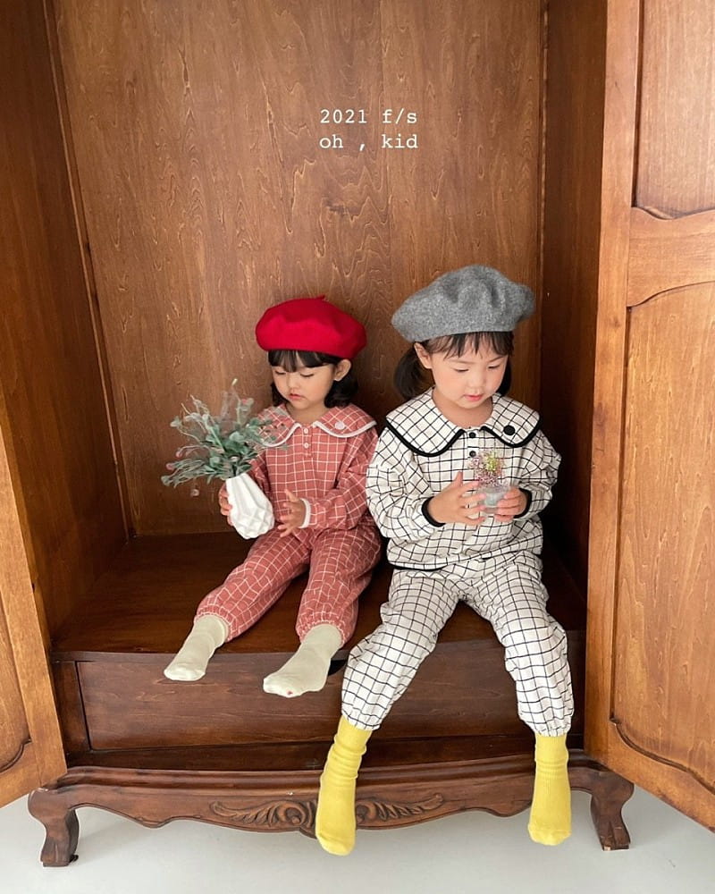 OH KID - Korean Children Fashion - #Kfashion4kids - Chess Top Bottom Set