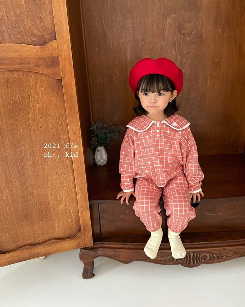 OH KID - Korean Children Fashion - #Kfashion4kids - Chess Top Bottom Set - 4