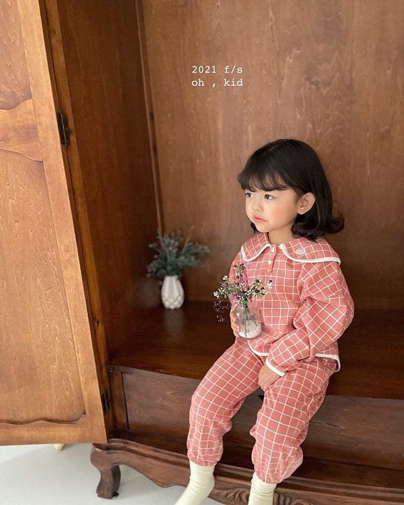OH KID - Korean Children Fashion - #Kfashion4kids - Chess Top Bottom Set - 5