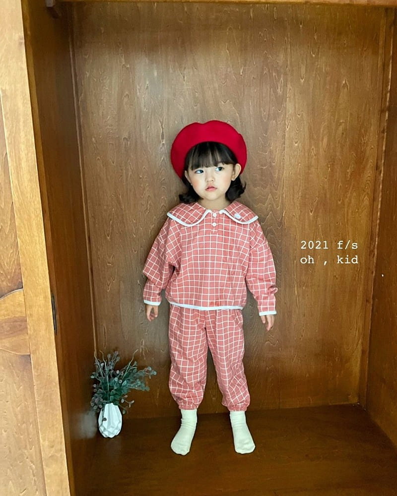 OH KID - Korean Children Fashion - #Kfashion4kids - Chess Top Bottom Set - 6