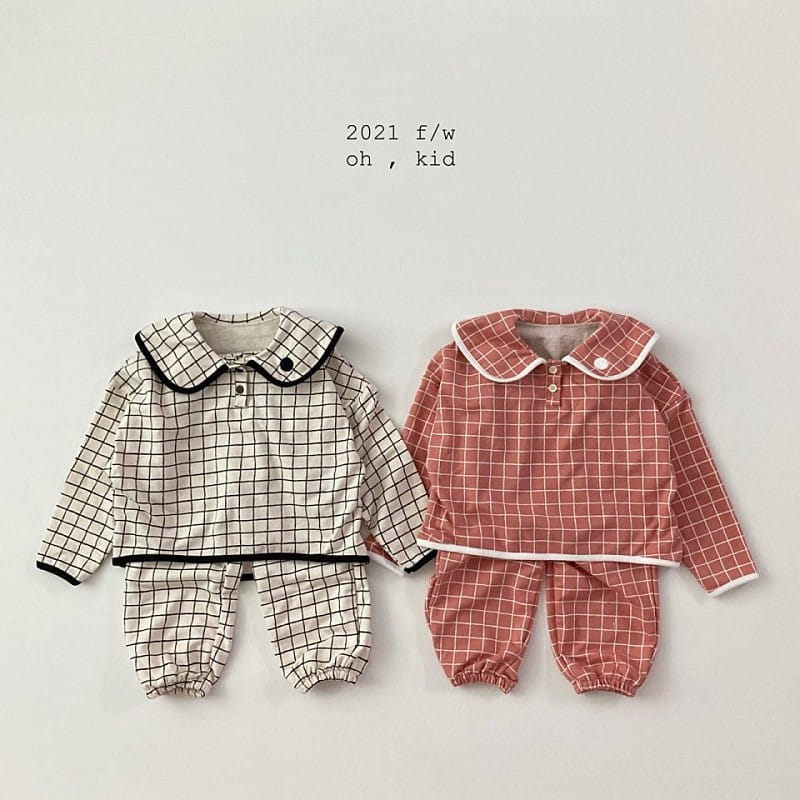 OH KID - Korean Children Fashion - #Kfashion4kids - Chess Top Bottom Set - 8