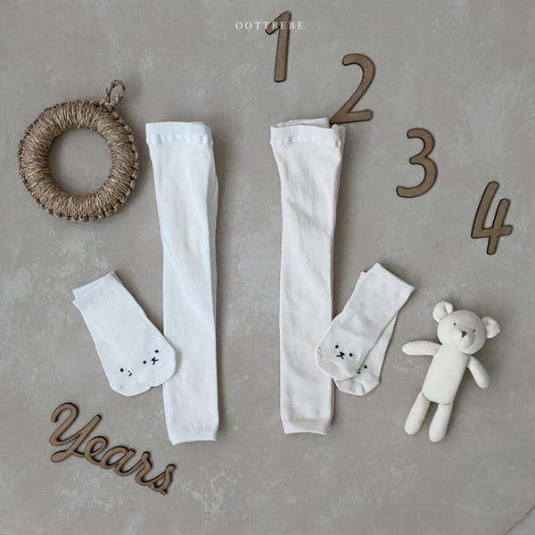 OOTT BEBE - Korean Children Fashion - #Kfashion4kids - Bear Tights with Socks - 3