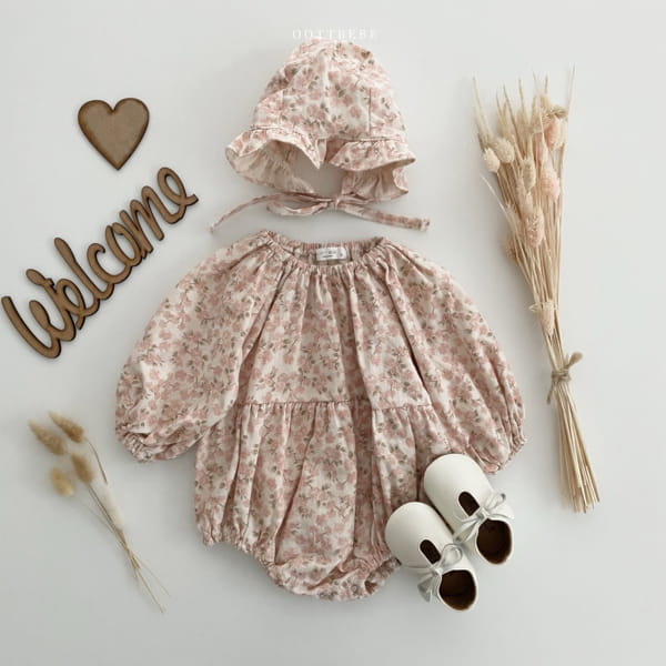 OOTT BEBE - Korean Children Fashion - #Kfashion4kids - Popcorn Shirring Bodysuit with Bonnet - 4