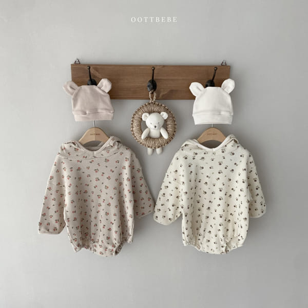 OOTT BEBE - Korean Children Fashion - #Kfashion4kids - Flower Waffle Bodysuit