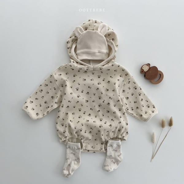 OOTT BEBE - Korean Children Fashion - #Kfashion4kids - Flower Waffle Bodysuit - 11