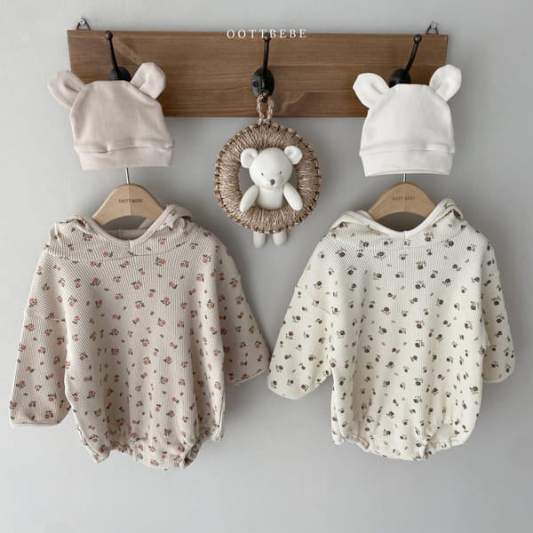 OOTT BEBE - Korean Children Fashion - #Kfashion4kids - Flower Waffle Bodysuit - 5