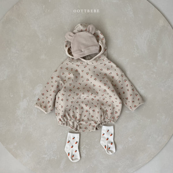 OOTT BEBE - Korean Children Fashion - #Kfashion4kids - Flower Waffle Bodysuit - 6