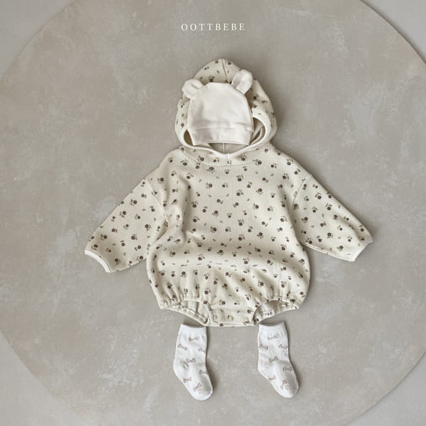 OOTT BEBE - Korean Children Fashion - #Kfashion4kids - Flower Waffle Bodysuit - 7