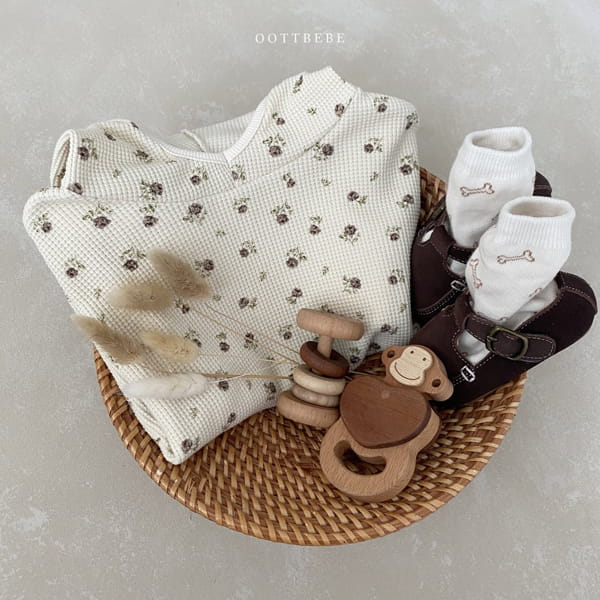 OOTT BEBE - Korean Children Fashion - #Kfashion4kids - Flower Waffle Bodysuit - 9