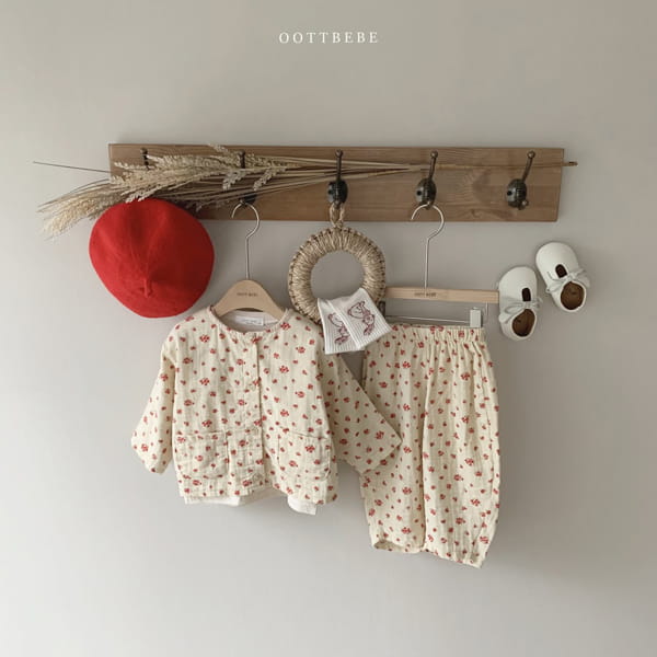 OOTT BEBE - Korean Children Fashion - #Kfashion4kids - Squre Cardigan Bottom Set