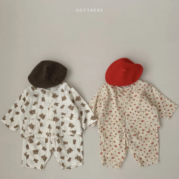OOTT BEBE - Korean Children Fashion - #Kfashion4kids - Squre Cardigan Bottom Set - 10