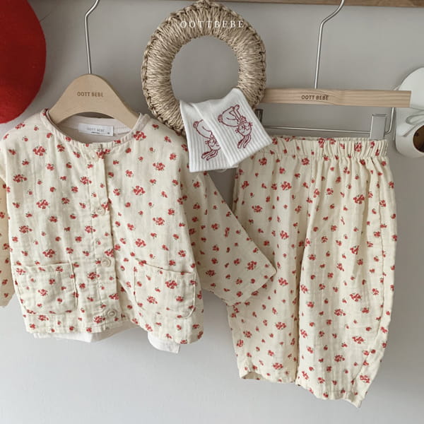 OOTT BEBE - Korean Children Fashion - #Kfashion4kids - Squre Cardigan Bottom Set - 4