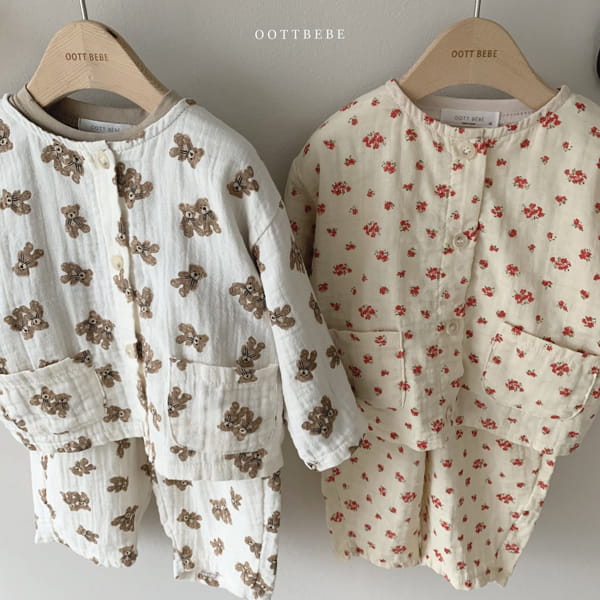 OOTT BEBE - Korean Children Fashion - #Kfashion4kids - Squre Cardigan Bottom Set - 5