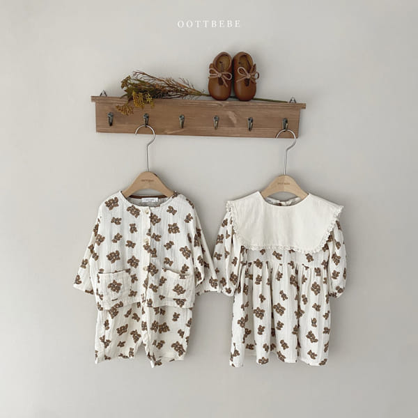 OOTT BEBE - Korean Children Fashion - #Kfashion4kids - Squre Cardigan Bottom Set - 8