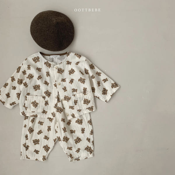 OOTT BEBE - Korean Children Fashion - #Kfashion4kids - Squre Cardigan Bottom Set - 9