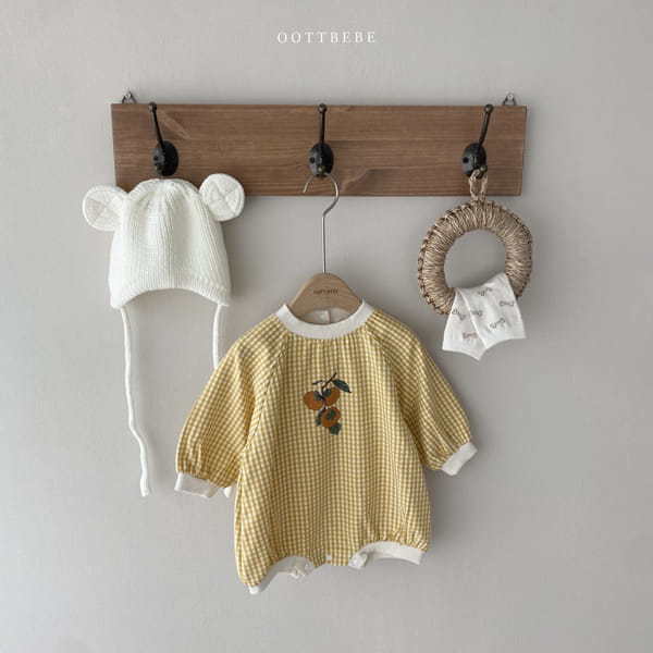 OOTT BEBE - Korean Children Fashion - #Kfashion4kids - Autumn Check Bodysuit - 6