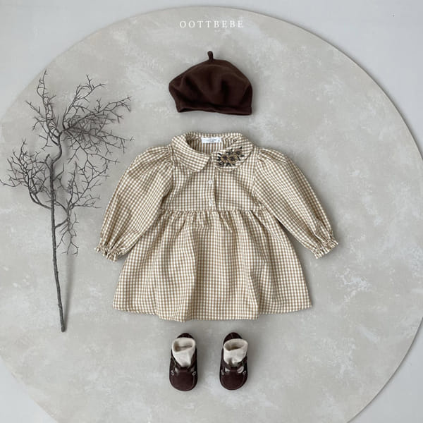 OOTT BEBE - Korean Children Fashion - #Kfashion4kids - Autumn Check One-piece - 5