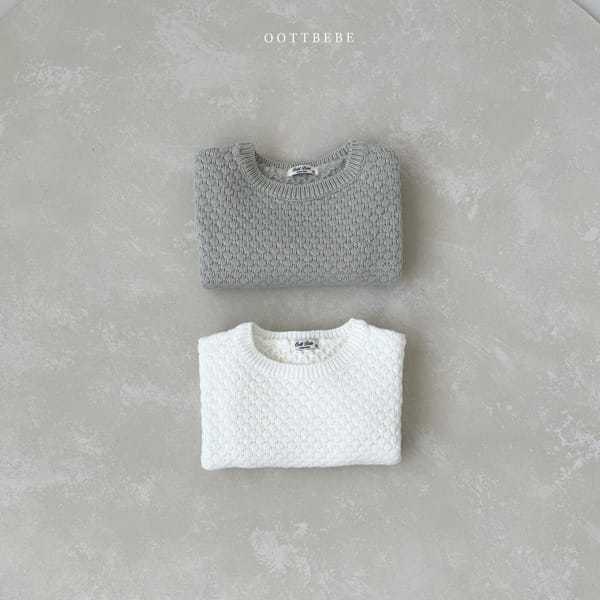OOTT BEBE - Korean Children Fashion - #Kfashion4kids - Embosing Knit Pullover