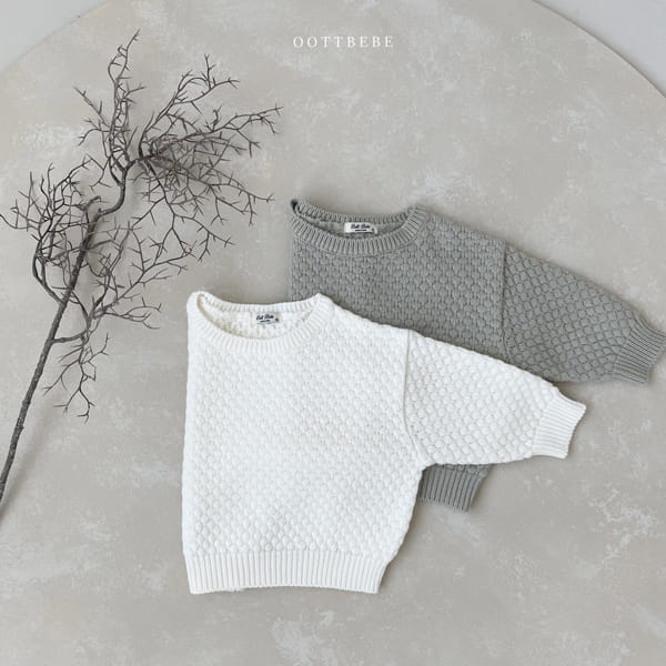 OOTT BEBE - Korean Children Fashion - #Kfashion4kids - Embosing Knit Pullover - 2