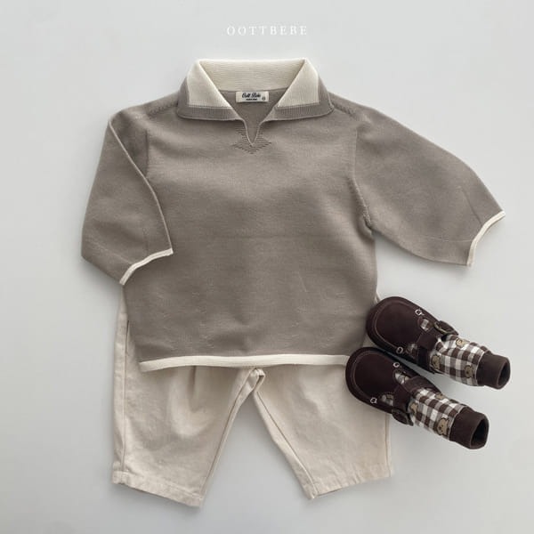 OOTT BEBE - Korean Children Fashion - #Kfashion4kids - Line Collar Knit Pullover - 12