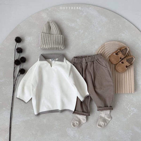 OOTT BEBE - Korean Children Fashion - #Kfashion4kids - Line Collar Knit Pullover - 6
