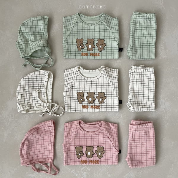 OOTT BEBE - Korean Children Fashion - #Kfashion4kids - Check Bear Romper with Leggings & Bonnet - 8