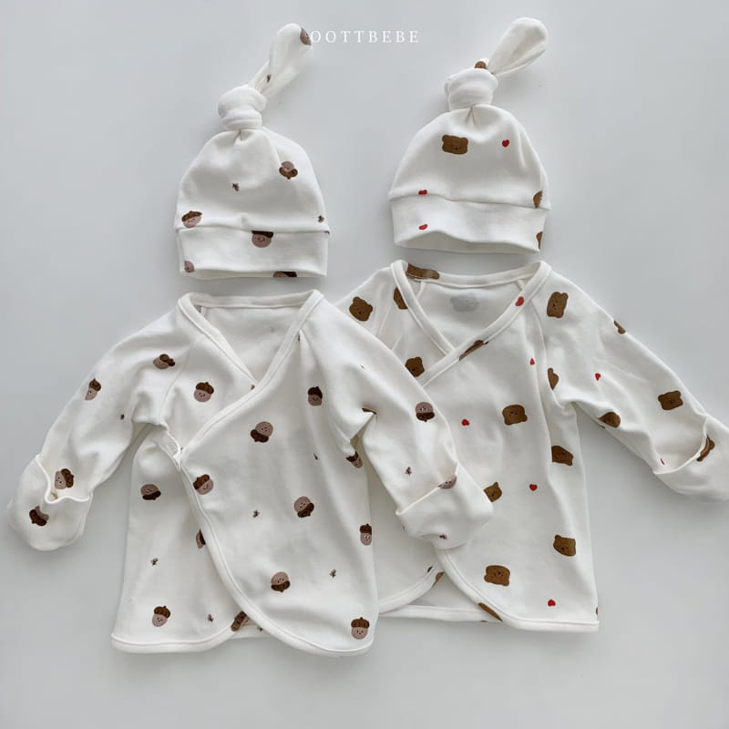 OOTT BEBE - Korean Children Fashion - #Kfashion4kids - Gomtori Bodysuit with Bonnet