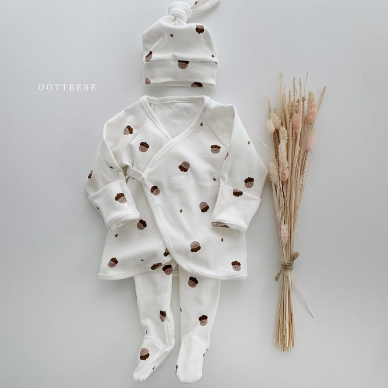 OOTT BEBE - Korean Children Fashion - #Kfashion4kids - Gomtori Bodysuit with Bonnet - 3