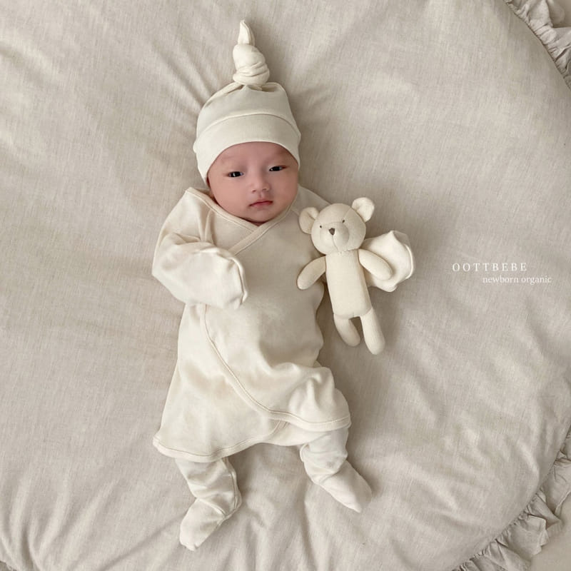 OOTT BEBE - Korean Children Fashion - #Kfashion4kids - Organic Bodysuit with Bonnet - 6
