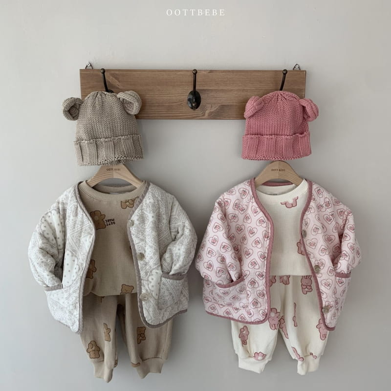OOTT BEBE - Korean Children Fashion - #Kfashion4kids - Waffle More Top Bottom Set - 12
