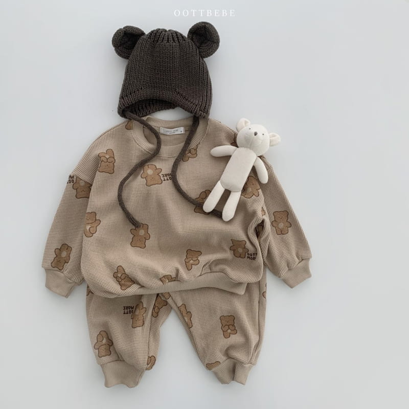 OOTT BEBE - Korean Children Fashion - #Kfashion4kids - Waffle More Top Bottom Set - 3