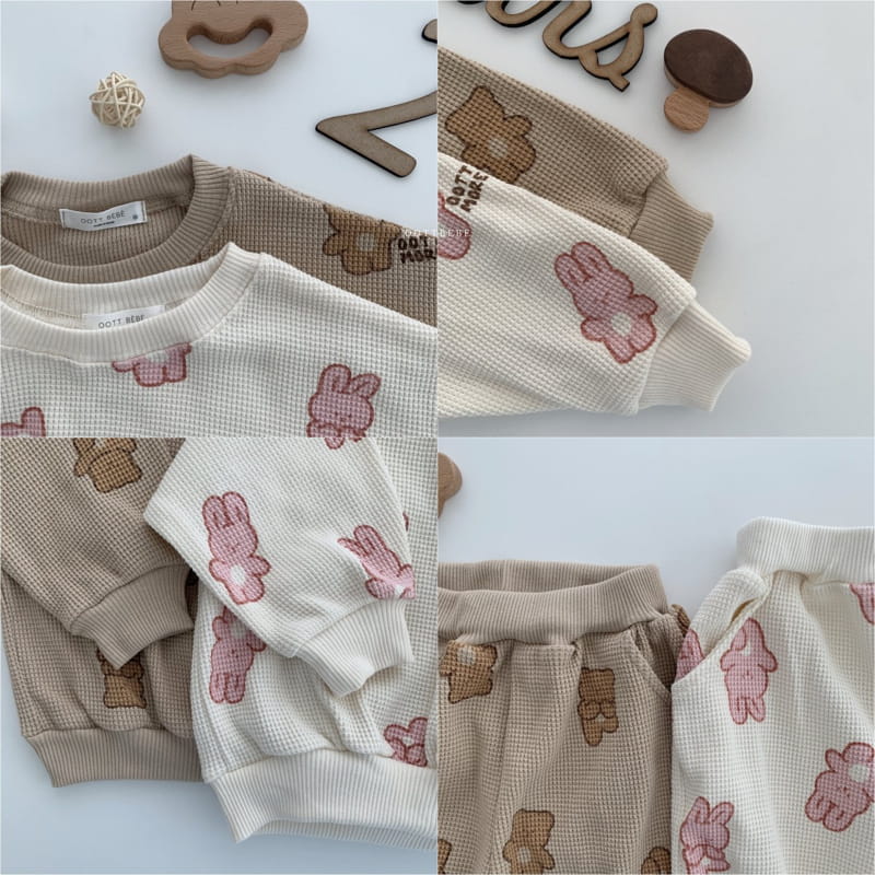 OOTT BEBE - Korean Children Fashion - #Kfashion4kids - Waffle More Top Bottom Set - 6